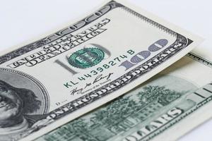 Closeup of US dollar bills photo