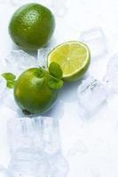 Fresh lime fruit and mint