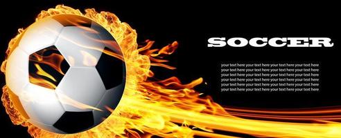 Soccer ball in fire flames photo