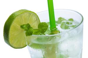 Fresh drink with lime and mint photo