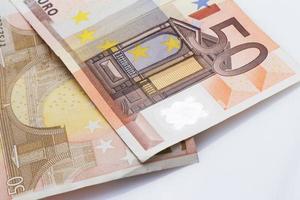 Closeup of Euro banknotes photo