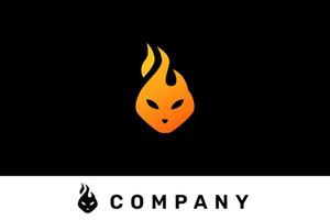 Flaming Cat Logo. Cat Fire Logo Design vector