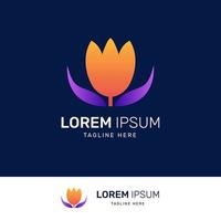 Tulip flower gradient logo design template vector