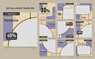 social media post template for furniture household marketing and sale promo vector