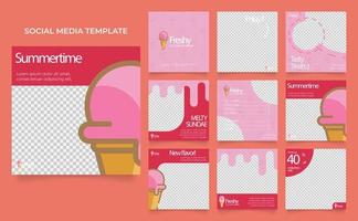 social media template banner ice cream sale promotion vector