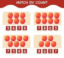 Match by count of cartoon nectarines. Match and count game. Educational game for pre shool years kids and toddlers vector