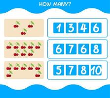 How many cartoon cherry. Counting game. Educational game for pre shool years kids and toddlers vector