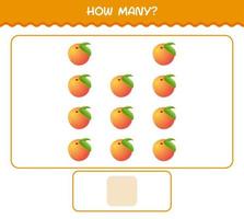 How many cartoon peach. Counting game. Educational game for pre shool years kids and toddlers vector