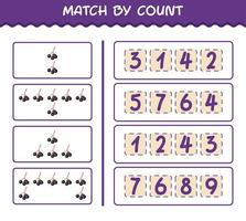 Match by count of cartoon elderberry. Match and count game. Educational game for pre shool years kids and toddlers vector