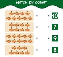 Match by count of cartoon loquats. Match and count game. Educational game for pre shool years kids and toddlers vector