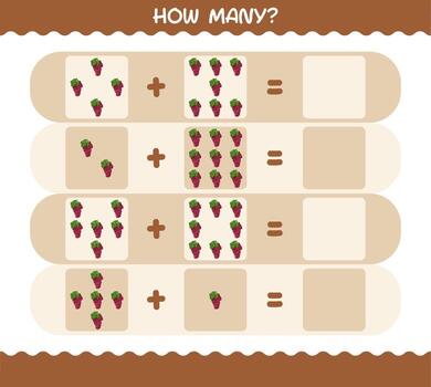 How many cartoon red grape. Counting game. Educational game for pre shool years kids and toddlers vector