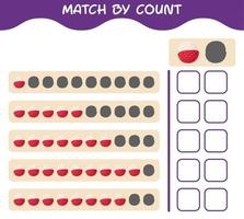 Match by count of cartoon lychee. Match and count game. Educational game for pre shool years kids and toddlers vector