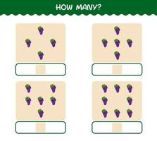 How many cartoon grape. Counting game. Educational game for pre shool years kids and toddlers vector