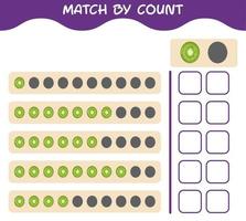 Match by count of cartoon kiwi. Match and count game. Educational game for pre shool years kids and toddlers vector