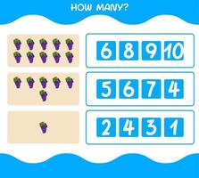 How many cartoon grape. Counting game. Educational game for pre shool years kids and toddlers vector