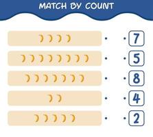 Match by count of cartoon banana. Match and count game. Educational game for pre shool years kids and toddlers vector