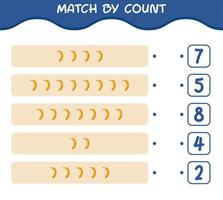 Match by count of cartoon banana. Match and count game. Educational game for pre shool years kids and toddlers vector