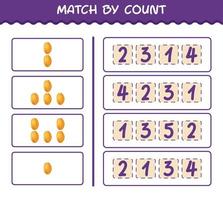 Match by count of cartoon starfruit. Match and count game. Educational game for pre shool years kids and toddlers vector