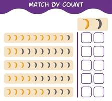 Match by count of cartoon banana. Match and count game. Educational game for pre shool years kids and toddlers vector