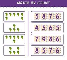 Match by count of cartoon white grape. Match and count game. Educational game for pre shool years kids and toddlers vector