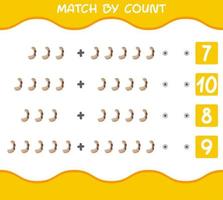 Match by count of cartoon tamarinds. Match and count game. Educational game for pre shool years kids and toddlers vector