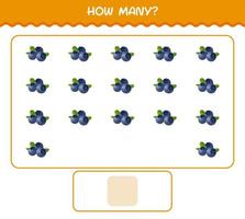 How many cartoon blueberry. Counting game. Educational game for pre shool years kids and toddlers vector