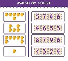 Match by count of cartoon mango. Match and count game. Educational game for pre shool years kids and toddlers vector