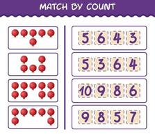 Match by count of cartoon pomegranate. Match and count game. Educational game for pre shool years kids and toddlers vector