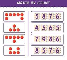 Match by count of cartoon apple. Match and count game. Educational game for pre shool years kids and toddlers vector