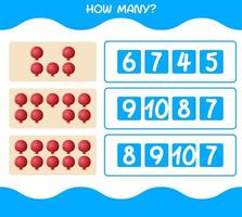 How many cartoon pomegranate. Counting game. Educational game for pre shool years kids and toddlers vector