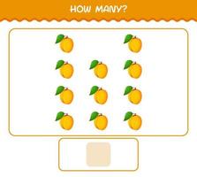 How many cartoon apricot. Counting game. Educational game for pre shool years kids and toddlers vector