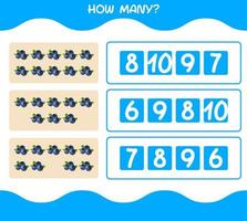 How many cartoon blueberry. Counting game. Educational game for pre shool years kids and toddlers vector