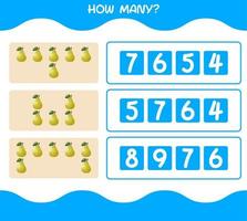 How many cartoon pear. Counting game. Educational game for pre shool years kids and toddlers vector