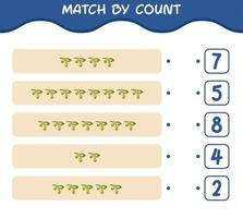 Match by count of cartoon olive. Match and count game. Educational game for pre shool years kids and toddlers vector