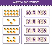 Match by count of cartoon orange. Match and count game. Educational game for pre shool years kids and toddlers vector