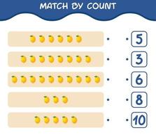 Match by count of cartoon lemon. Match and count game. Educational game for pre shool years kids and toddlers vector