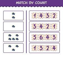 Match by count of cartoon blueberry. Match and count game. Educational game for pre shool years kids and toddlers vector