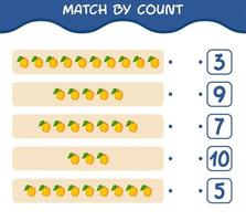 Match by count of cartoon apricot. Match and count game. Educational game for pre shool years kids and toddlers vector