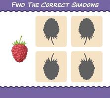 Find the correct shadows of cartoon raspberries. Searching and Matching game. Educational game for pre shool years kids and toddlers vector