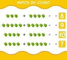 Match by count of cartoon limes. Match and count game. Educational game for pre shool years kids and toddlers vector