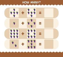 How many cartoon grape. Counting game. Educational game for pre shool years kids and toddlers vector