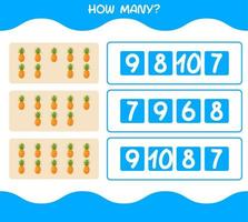 How many cartoon pineapple. Counting game. Educational game for pre shool years kids and toddlers vector