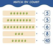 Match by count of cartoon coconut. Match and count game. Educational game for pre shool years kids and toddlers vector