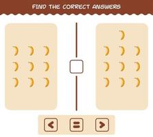 Find the correct answers of cartoon banana. Searching and Counting game. Educational game for pre shool years kids and toddlers vector