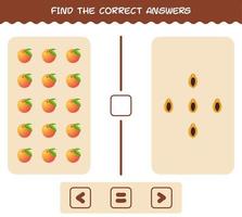 Find the correct shadows of cartoon fruits. Searching and Matching game. Educational game for pre shool years kids and toddlers vector