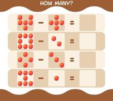 How many cartoon nectarine. Counting game. Educational game for pre shool years kids and toddlers vector