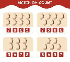 Match by count of cartoon tamarinds. Match and count game. Educational game for pre shool years kids and toddlers vector