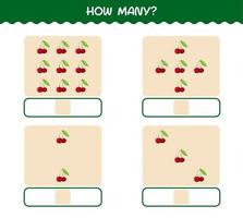 How many cartoon cherry. Counting game. Educational game for pre shool years kids and toddlers vector