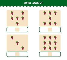 How many cartoon red grape. Counting game. Educational game for pre shool years kids and toddlers vector