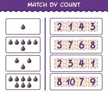 Match by count of cartoon fig. Match and count game. Educational game for pre shool years kids and toddlers vector